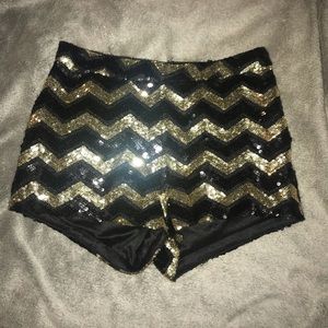 High waisted sparkly sequin shorts
